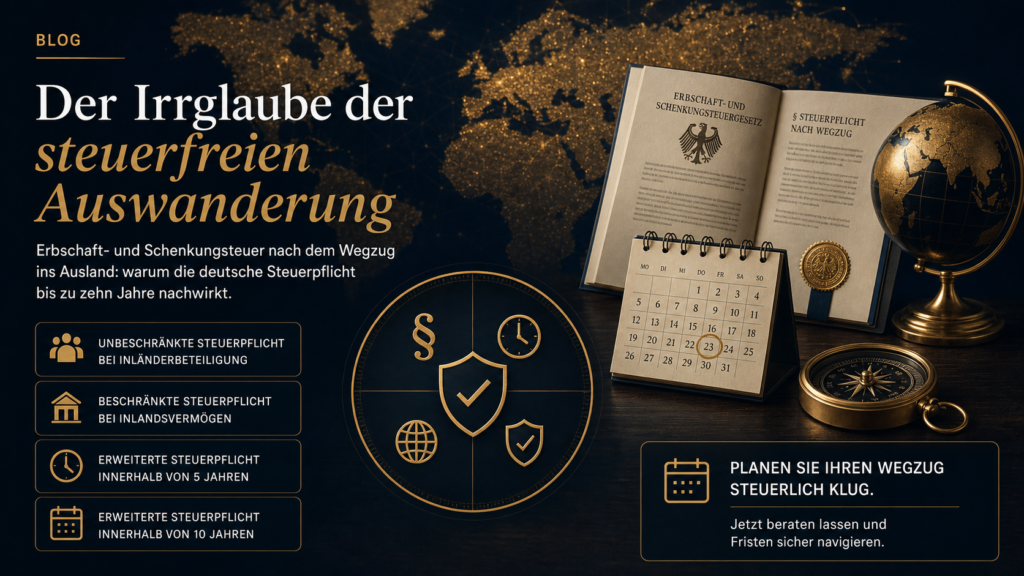 Erbschaft- und Schenkungsteuer bei Auswanderung: Fristen, Risiken, Tipps